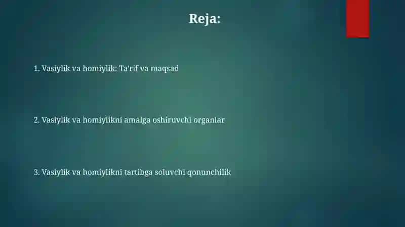 Vasiylik va homiylik 2