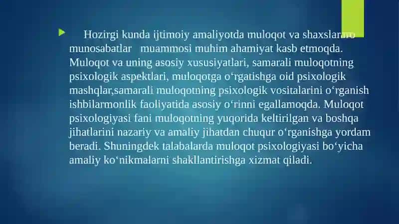 Tibbiyotda  muloqatning o‘rni  va shaxslararo munosabatlar 2