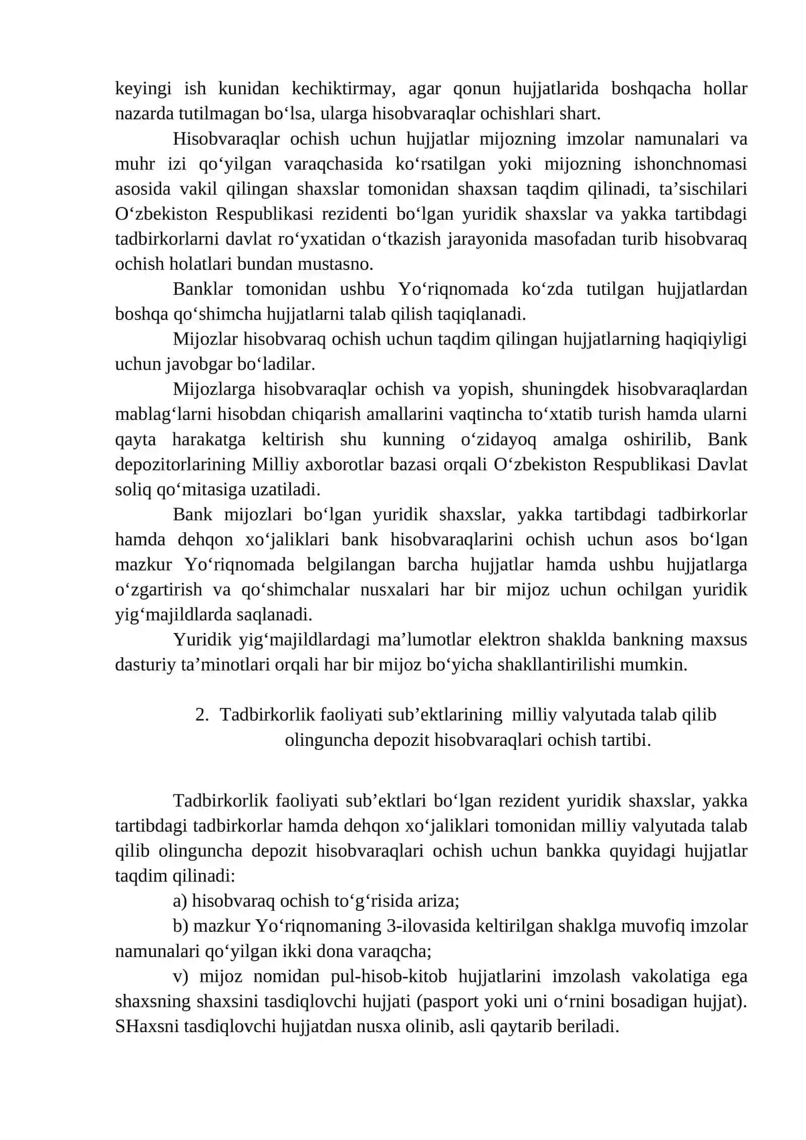 Banklarda hisob raqam ochish tartibi 2