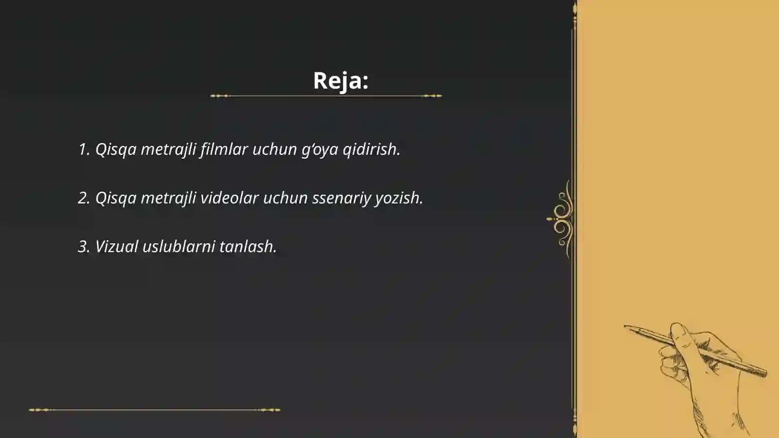 Qisqa metrajli vizual media mahsulotlarni yaratish 2
