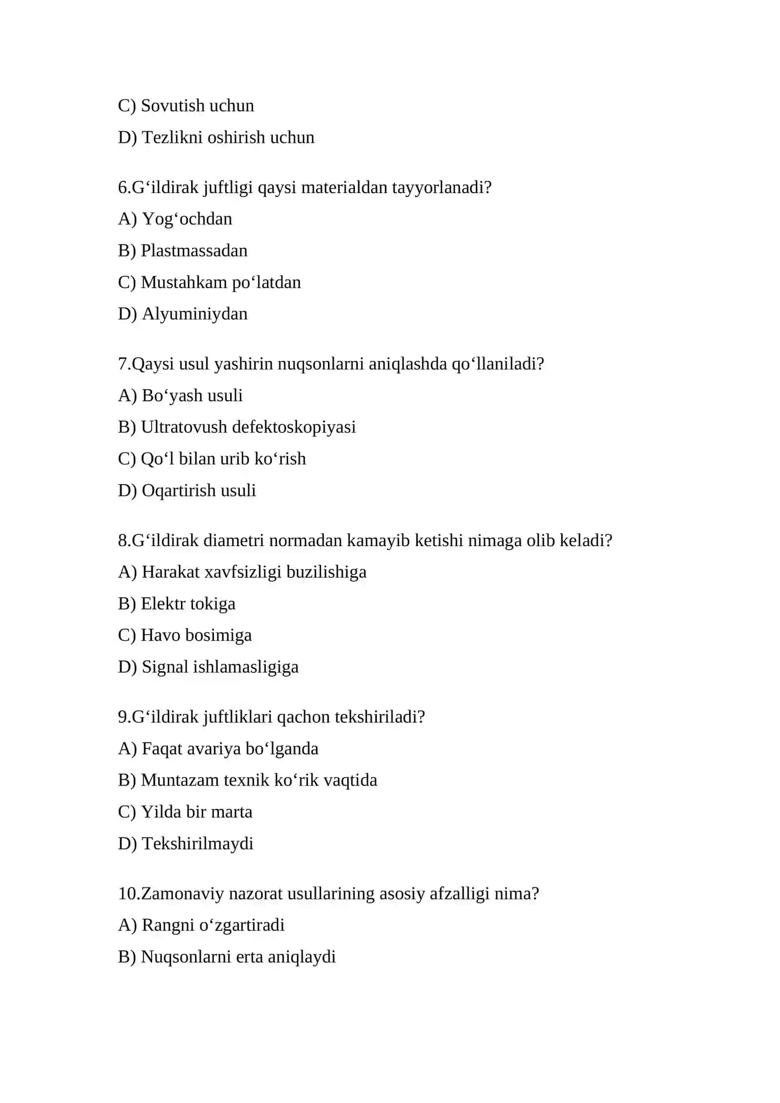Gʻildrak juftliklariga texnik foydalanish qoidalari 2