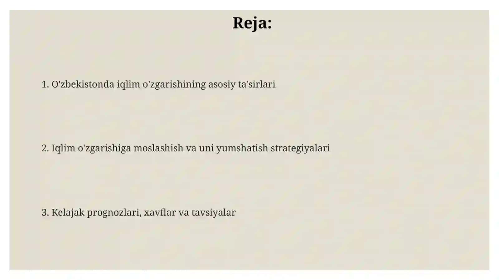 O'zbekistonda Iqlim O'zgarishi 2