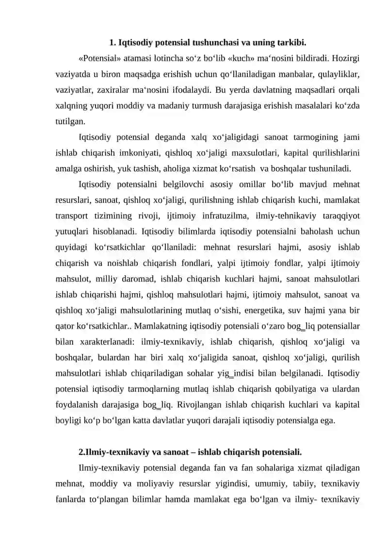 Iqtisodiy potensial 2