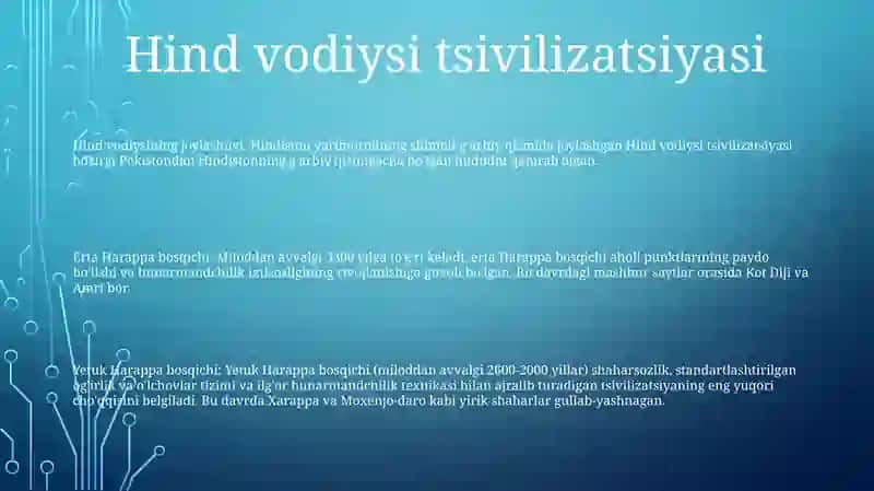 Hindistonning Dastlabki Madaniyat Markazlari 2