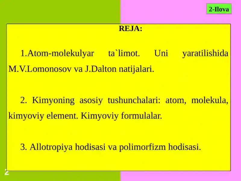Atom-molekulyar ta'limot 2