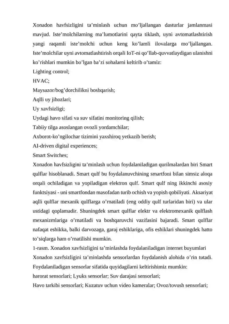 Xonadon xavfsizligini ta'minlashda internet buyumlaridan foydalanish 2