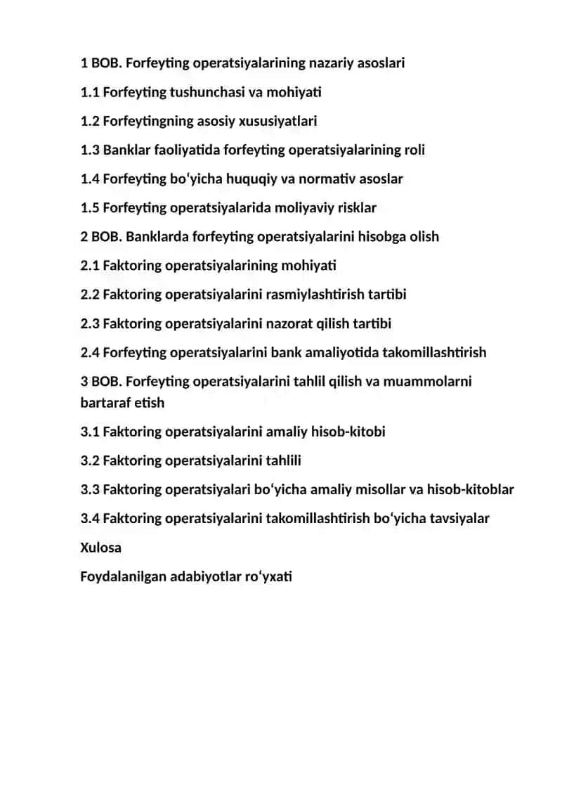Banklarning forfeyting operatsiyalari va ularning hisobi 2