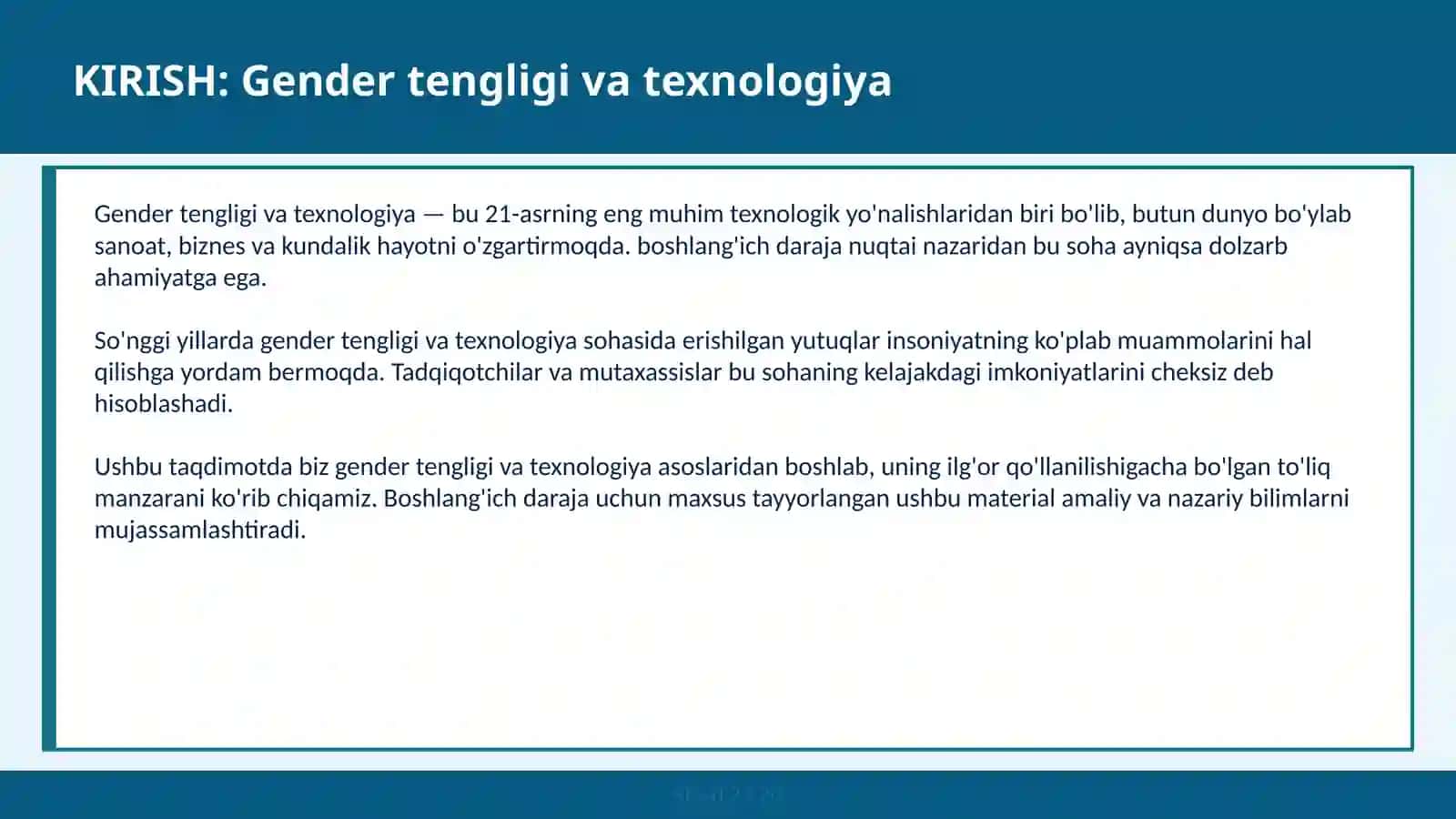 Gender tengligi va texnologiya 2