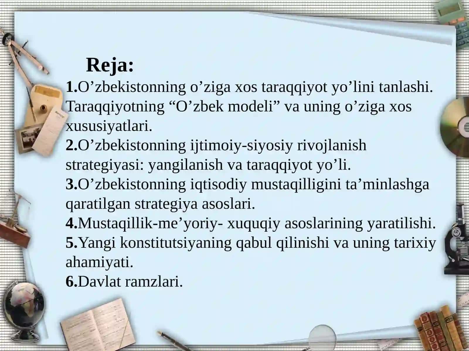 O’zbekistonning o’ziga xosistiqbol taraqqiyot yo’li 2