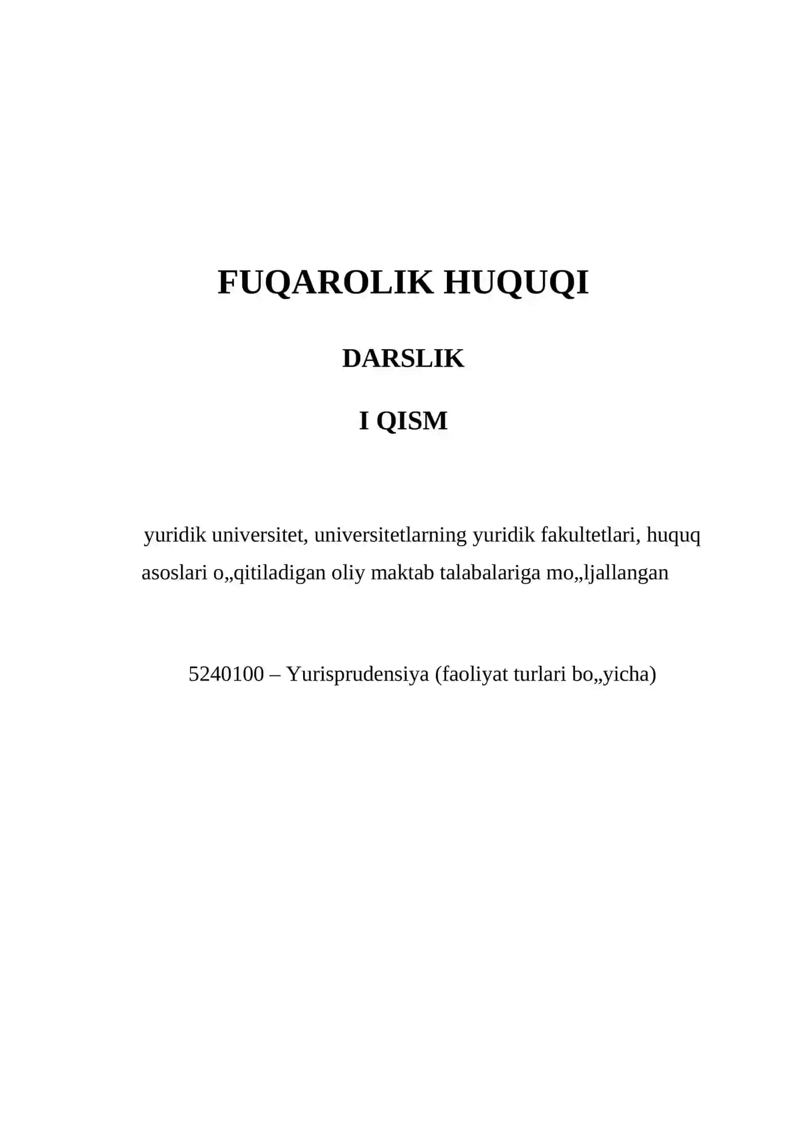 FUQAROLIK HUQUQI  DARSLIK I QISM 2