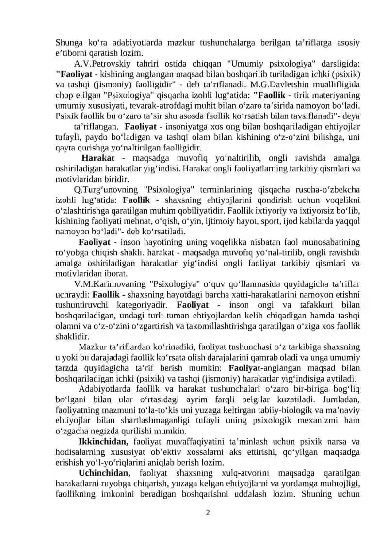 2-MA’RUZA. FAOLIYAT. MULOQOT. SHAXS 2