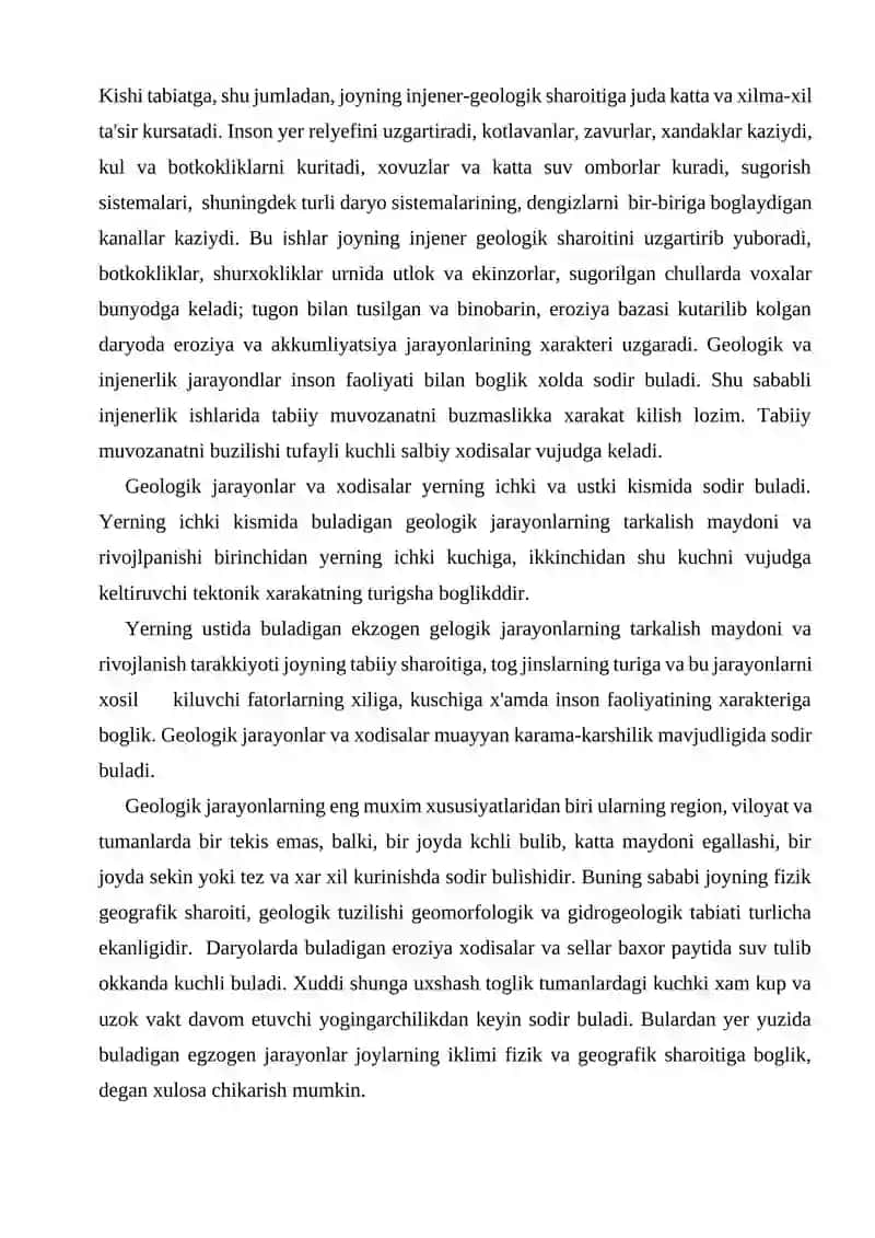 Geologik va Injener – Geologik Jarayonlar 2