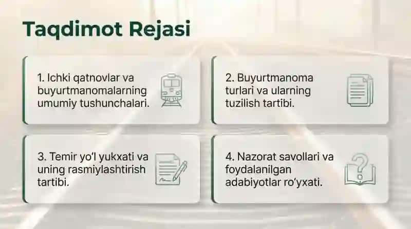 Ichki qatnovlar uchun buyurtmanomalarni tuzish 2