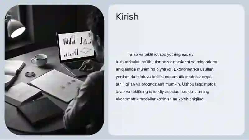 Talab va Taklif Ekonometrik modellarga kirish 2