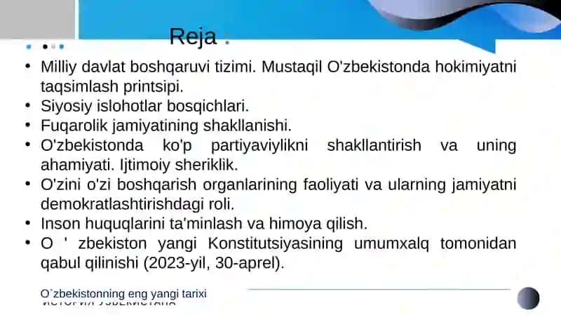 O`zbekistonning eng yangi tarixi 2