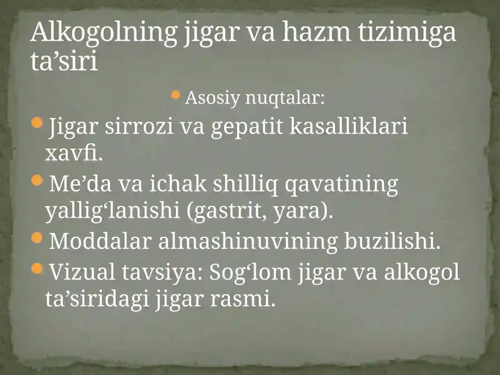 Sog‘lom turmush tarzi: Alkogol, tamaki va zaharli moddalarning organizmga zarari 2