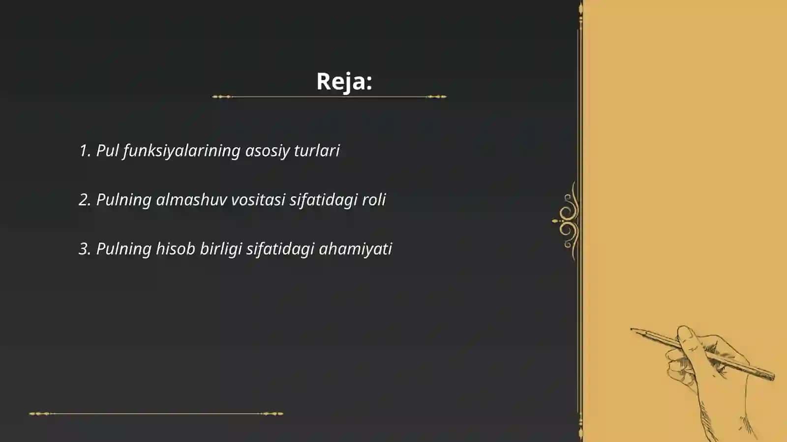 Pul funksiyalari 2