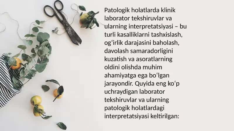 Patologik holatlarda klinik laborator tekshiruvlar va ularning interpretatsiyasi 2