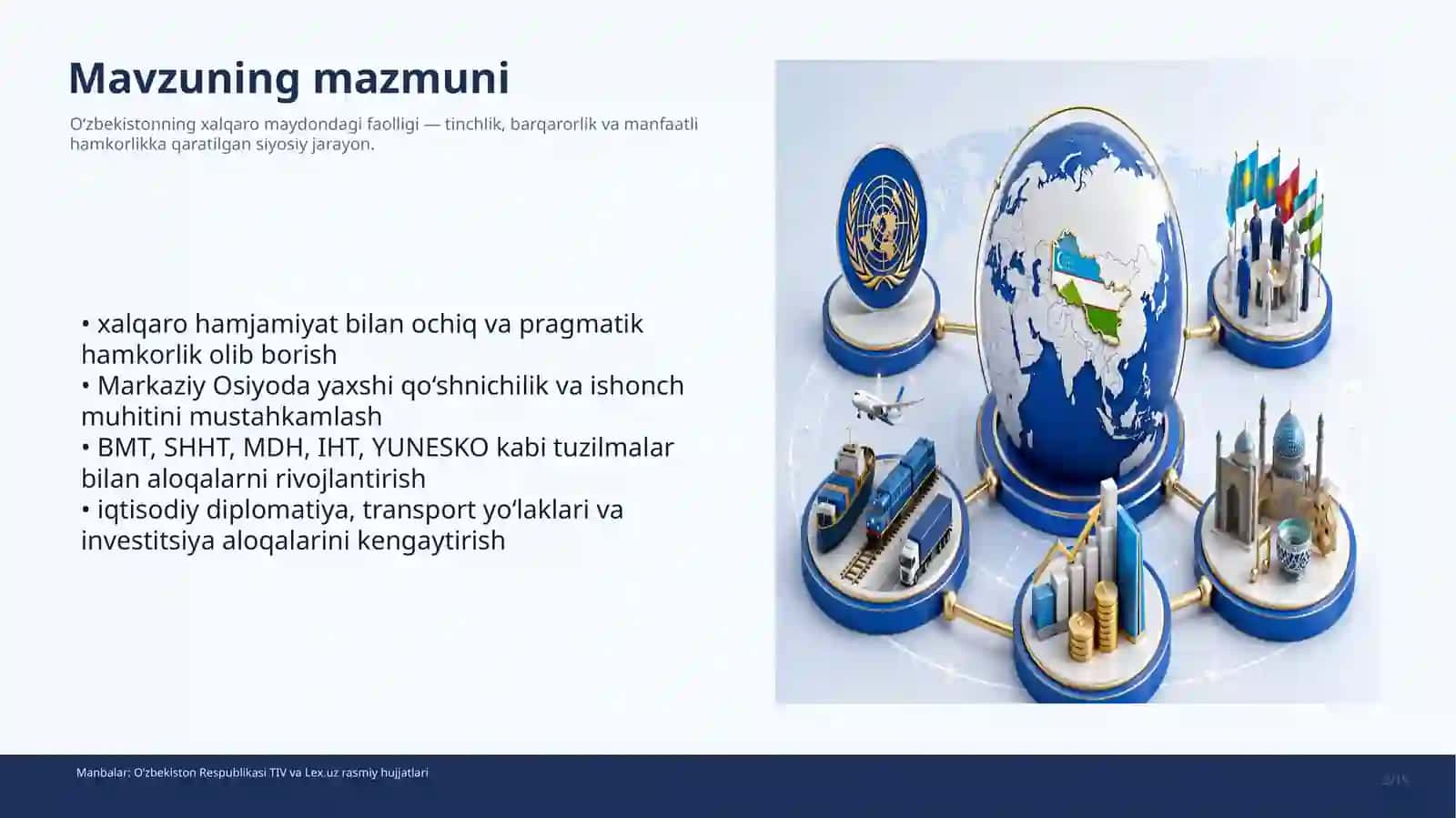 O‘zbekistonning xalqaro munosabatlardagi o‘rni 2