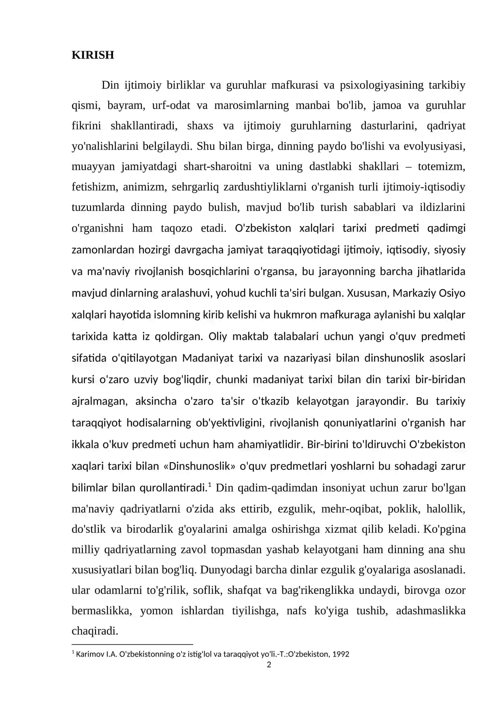 O`ZBEKISTONDA TALABA YOSHLARNING DINDORLIK DARAJASI DINAMIKASI 2