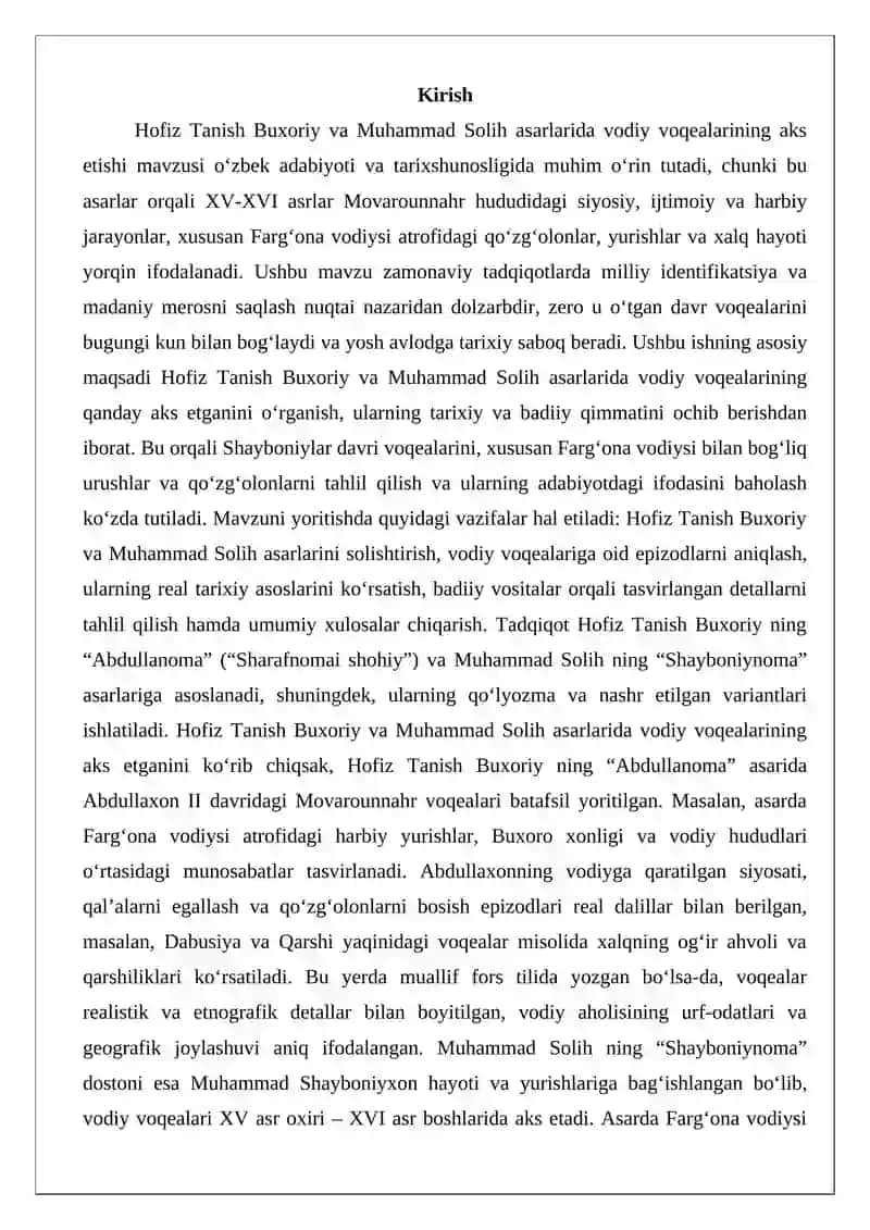 Asarlarida Vodiy Voqealarining Aks Etishi 2