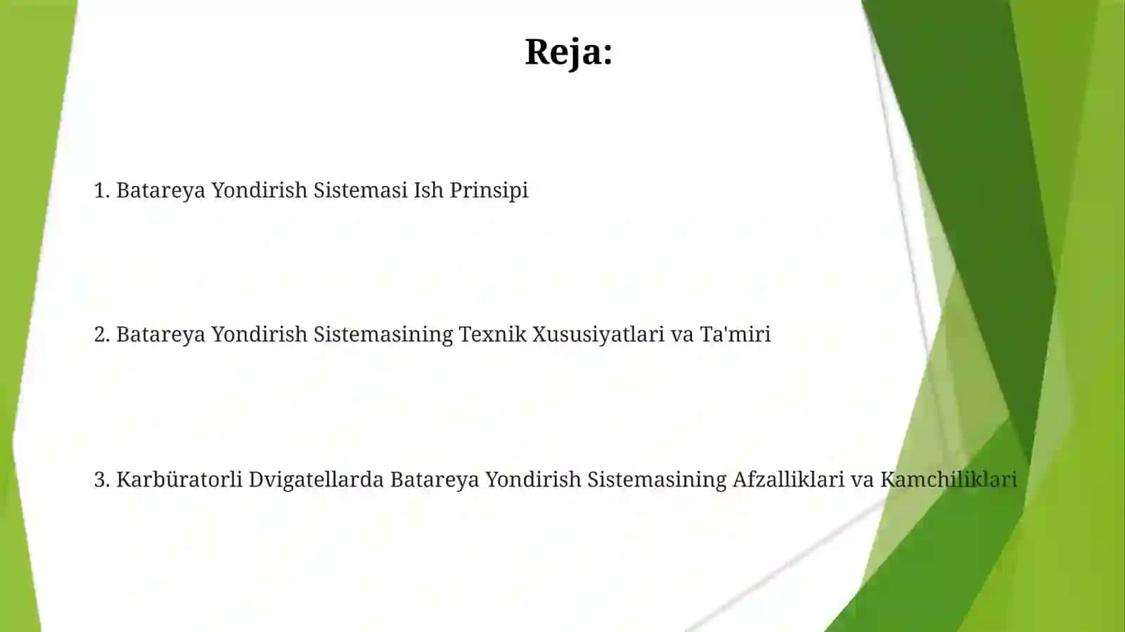 Karbyuratorlidivigatilarningbatareyaliòtolishtizimi 2