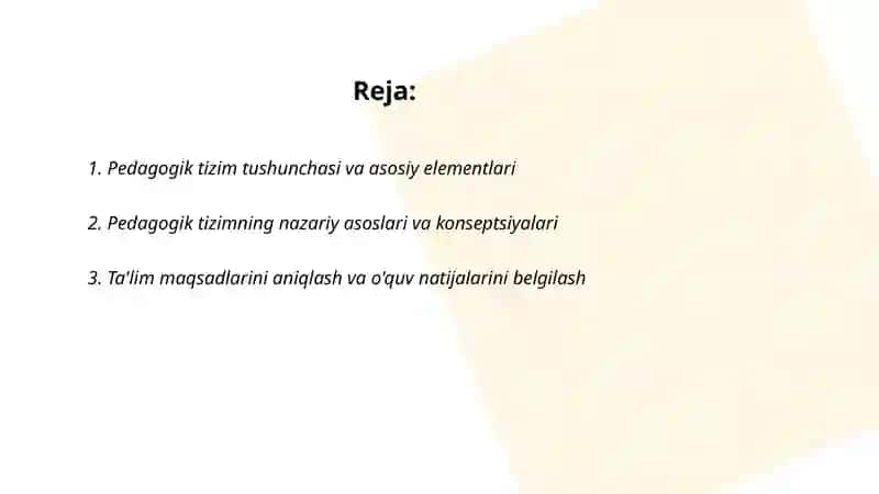 Pedagogik tizimlarni loyihalashtirish 2