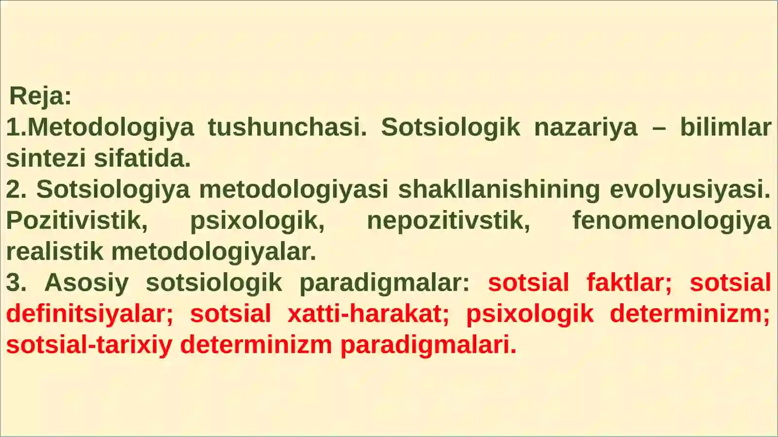 SOTSIOLOGIYANING METODOLOGIYASIVA PARADIGMALARI 2