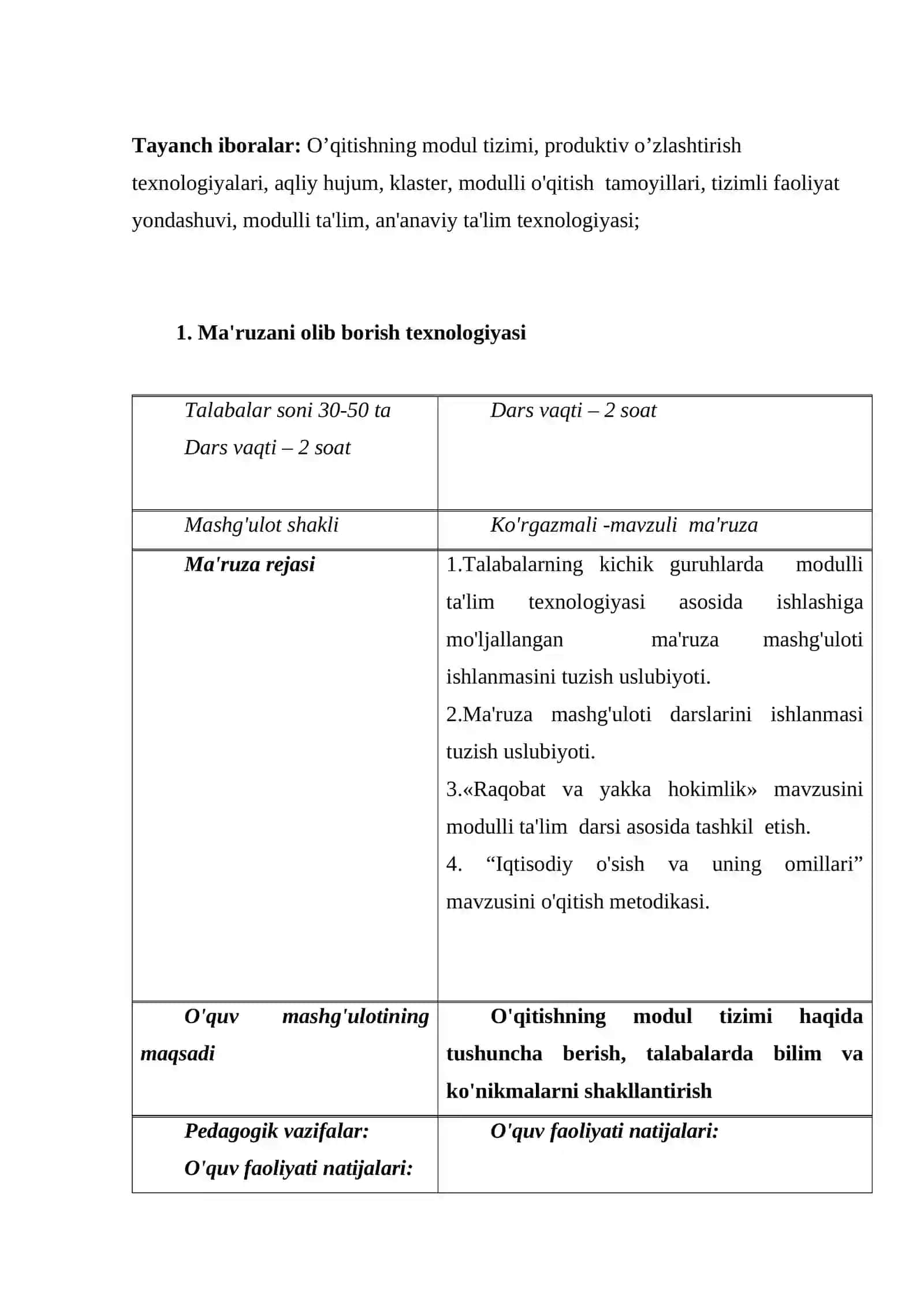 O’qitishning modul tizimi, mohiyati va tamoyillari 2