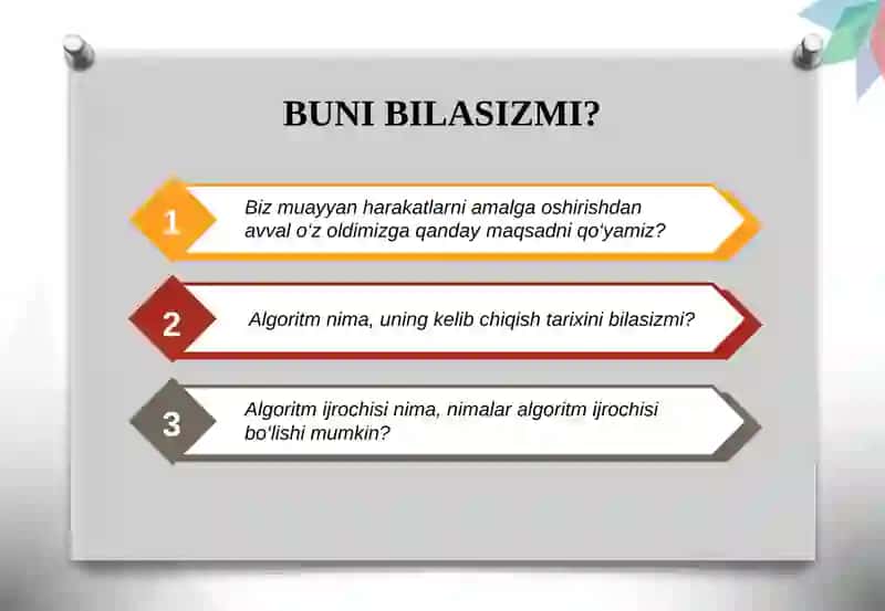 Algoritm tushunchasi. Rekursiv algoritmlar. 2
