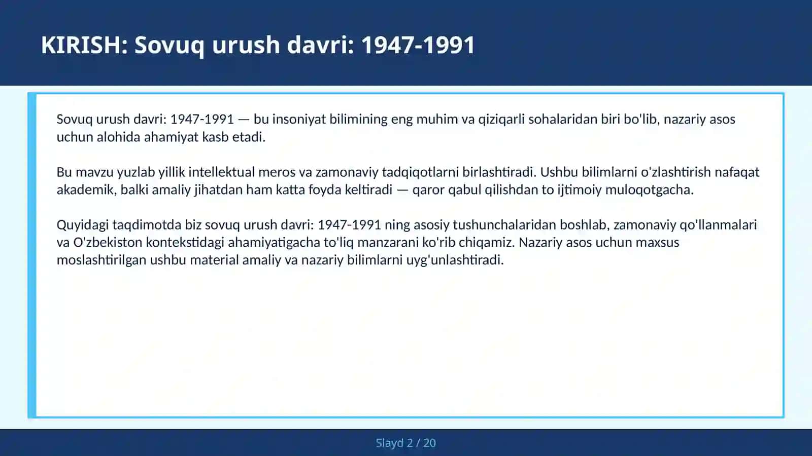 Sovuq urush davri: 1947-1991 2