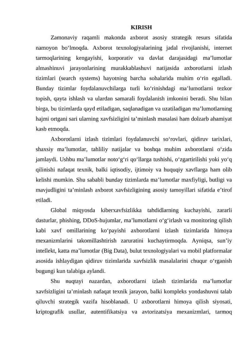 AXBOROTLARNI IZLASH TIZIMLARIDA MA’LUMOTLAR XAVFSIZLIGI 2