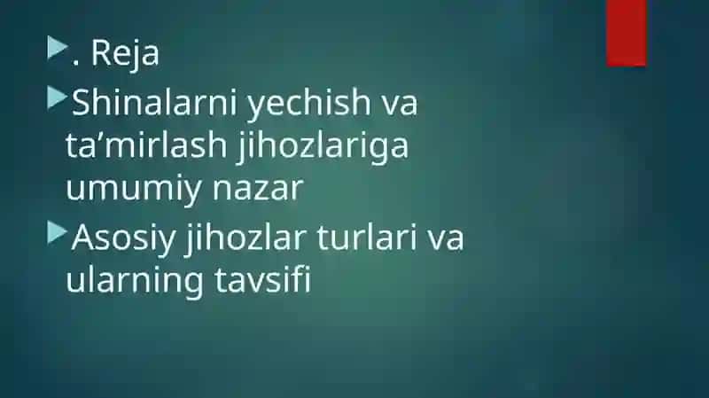 Shinalarni yechish va ta'mirlash ishlari haqida ma'lumot 2