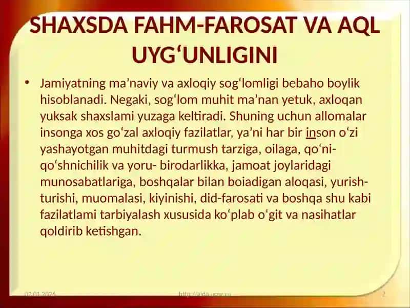 Shaxs kamolotida tarbiyaning o‘rni 2