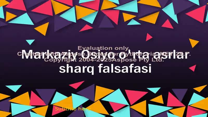 Markaziy Osiyo o'rta asrlar sharq falsafasi 2