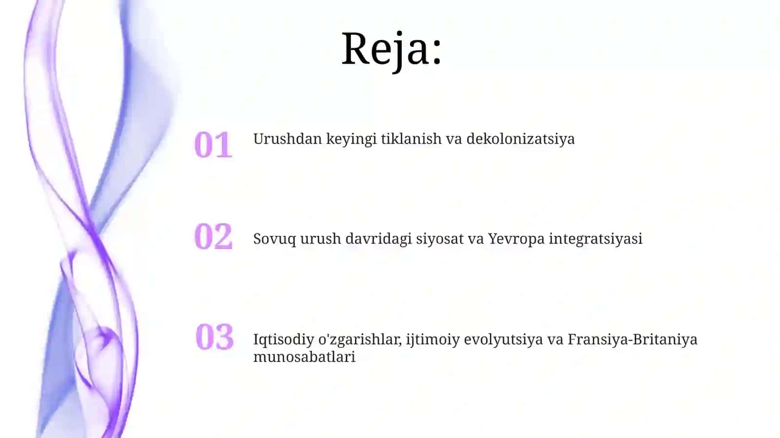 Urushdan keyingi tiklanish va dekolonizatsiya 2