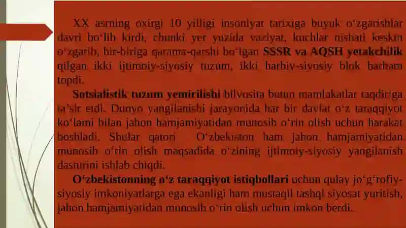 O‘zbekistonning xalqaro aloqalari va jahon hamjamiyatidagi o‘rni 2