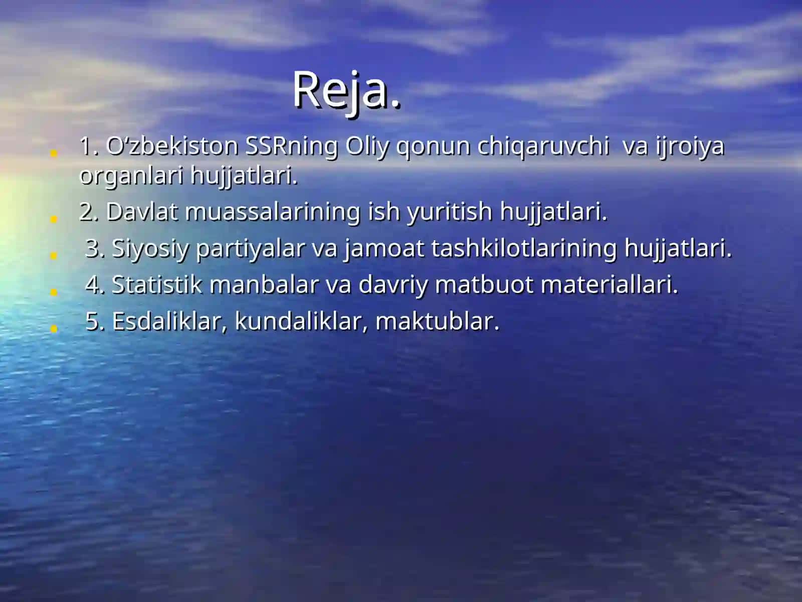 O‘zbekistonning XX asrdagi tarixiga oid manbalar 2