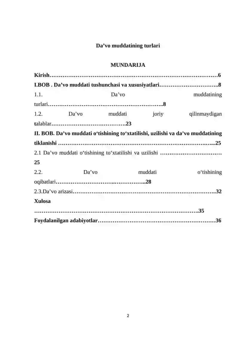Da’vo muddatining turlari KURS ISHI 2