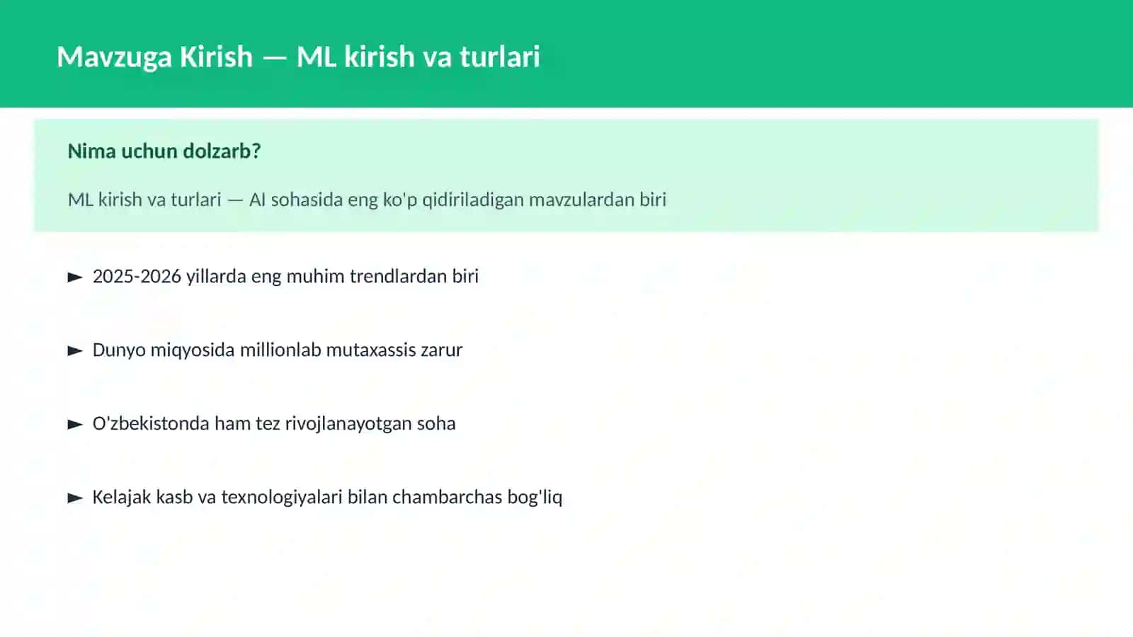 AI | MACHINE LEARNING ASOSLARI 2