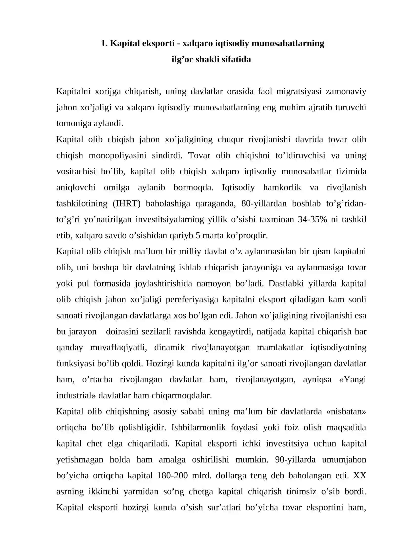 Xalqaro kapital migratsiyasi 2