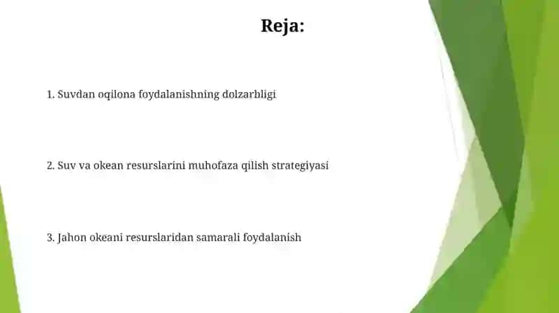 Suvdan foydalanishning dolzarbligi 2
