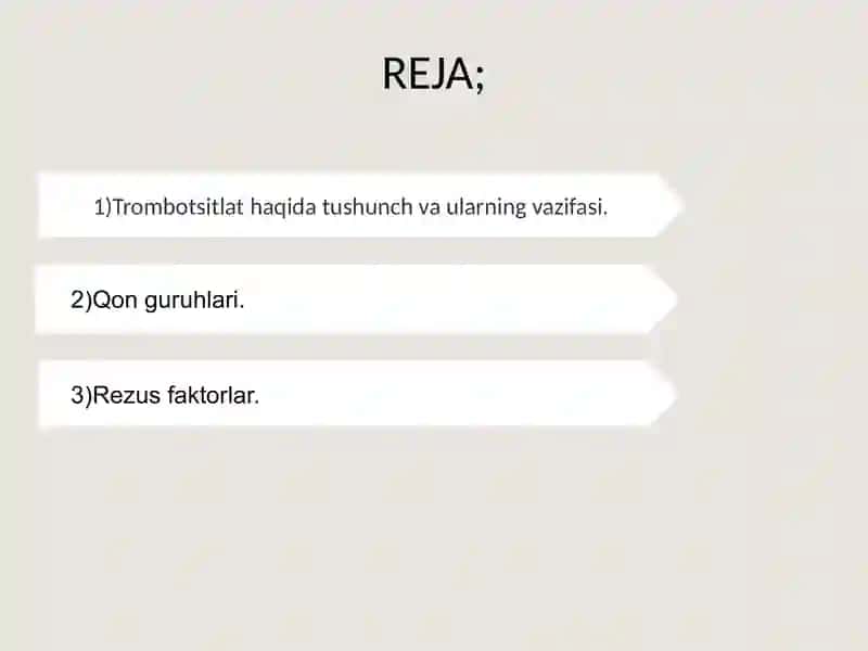Trombotsitlar. Qon guruhlari. Rezus omillar. Fiziologiya. 2