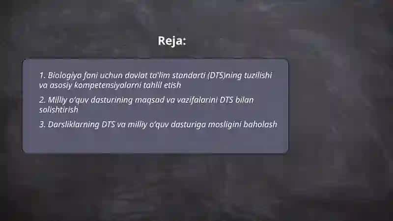 Biologiyadan tuzilgan DTS 2