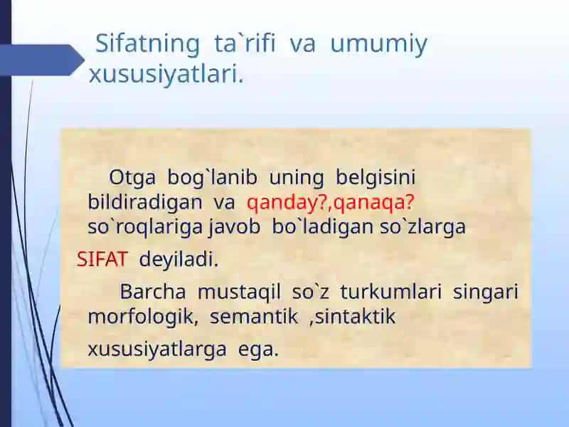 SIFAT SO`Z TURKUMI 2