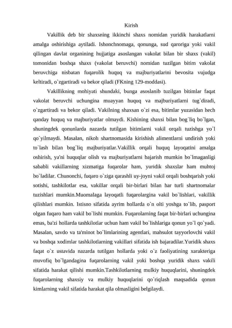 VAKILLIK VA ISHONCHNOMA 2