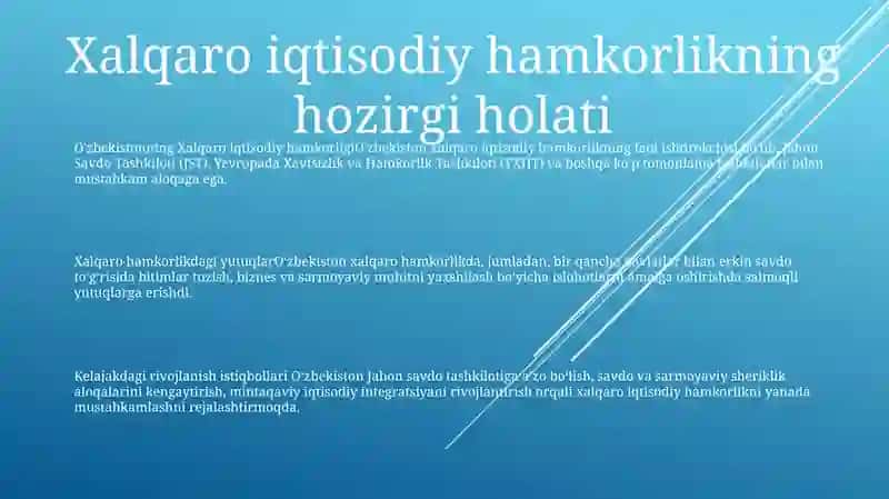 Xalqaro Iqtisodiy Hamkorlik Holati 2