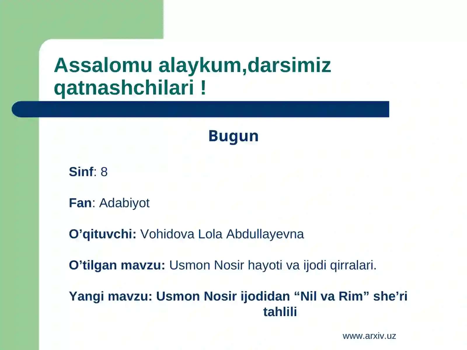 Darsni tahlil qilish 2