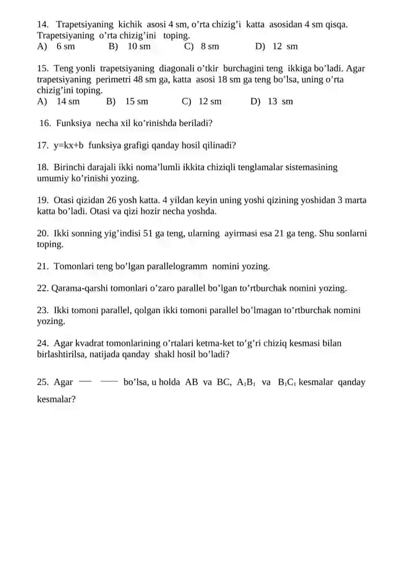 8-sinf matematika № 2 2