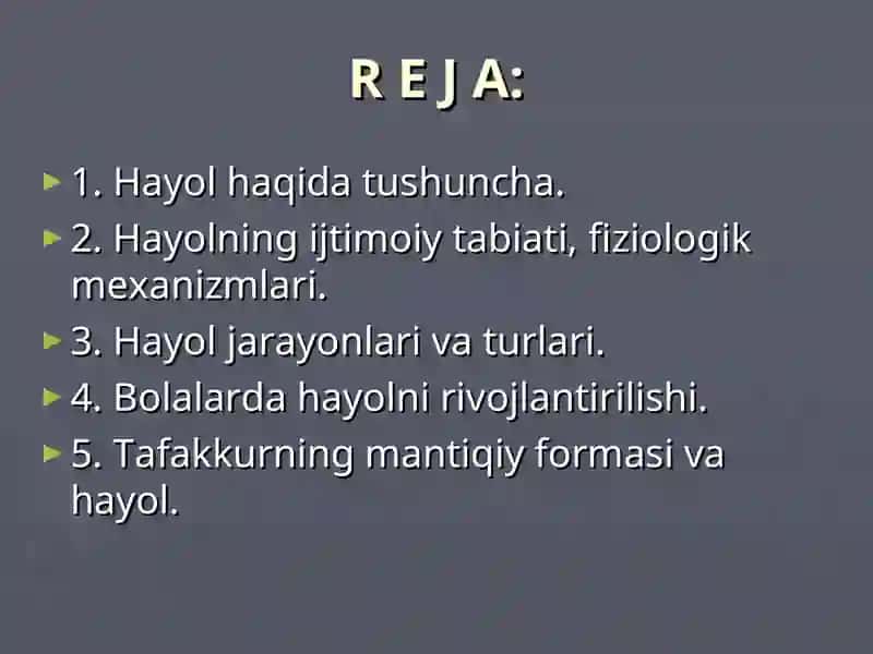 Xayol haqida tushuncha 2